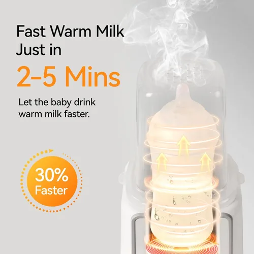 Vista 3 de Calentador de biberones para leche materna con temporizador y luz nocturna, calentador de leche 11 en 1 para biberones, mantiene el calor 48 horas