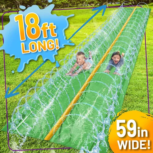 Vista 4 de Stargo 18 x 5 pies – Salpicaduras y tobogán deslizante, toboganes acuáticos para niños – Tobogán acuático para niños al aire libre divertidos