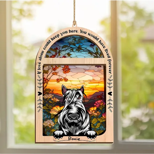 Vista 23 de LOVELYPOD Adorno de Navidad personalizado de sabueso afgano, atrapasoles con nombre, regalos de pérdida de mascotas, regalos para amantes