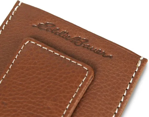 Vista 3 de Eddie Bauer Men's Rugged Leather Bifold Wallet Money Clip RFID Protection ID Window Genuine Leather EDC
