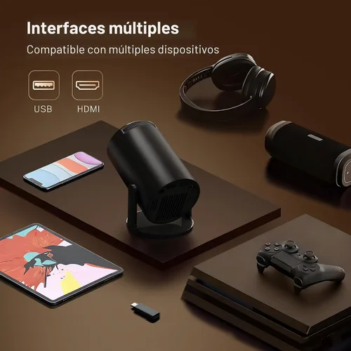 Vista 8 de Mini proyector con WiFi 6 y Bluetooth 5.4 Keystone vertical automático integrado Android 14 OS, 1080P 4K compatible con proyector giratorio portátil