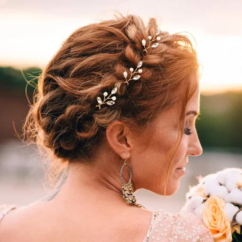 Vista 2 de Syhood 6 horquillas para el pelo de novia de cristal de perlas con diamantes de imitación, horquillas para el pelo de boda, accesorios de graduación