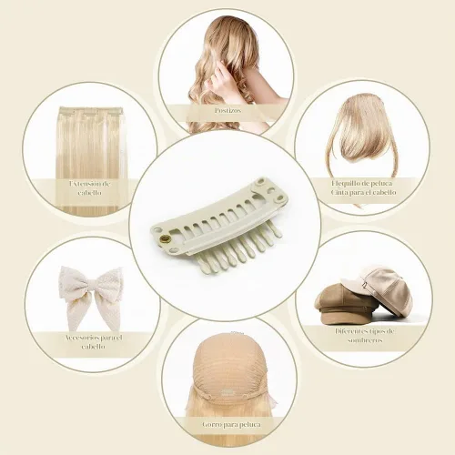 Vista 6 de Dreamlover Beige Hair Extension Clips, 9 Teeth, 30 Pieces