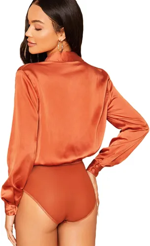 Vista 3 de SheIn Blusa sexy de manga larga con lazo para mujer