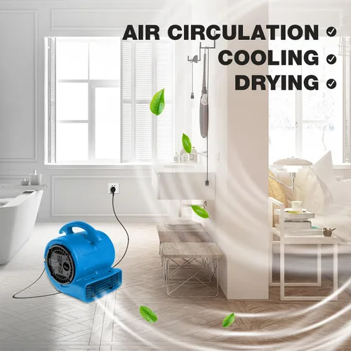 Vista 5 de MOUNTO Ventilador Air Mover de 1/5 hp de 800 cfm, ventilador de secado de pisos, motor de aire compacto de 3 velocidades con doble salida, cable