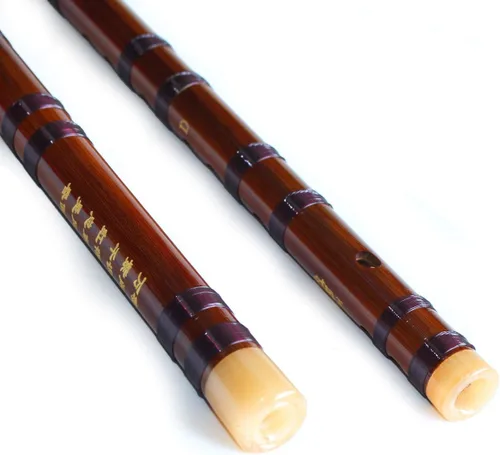 Vista 4 de Flauta de bambú dizi estilo vintage, instrumento chino tradicional (CLAVE C)