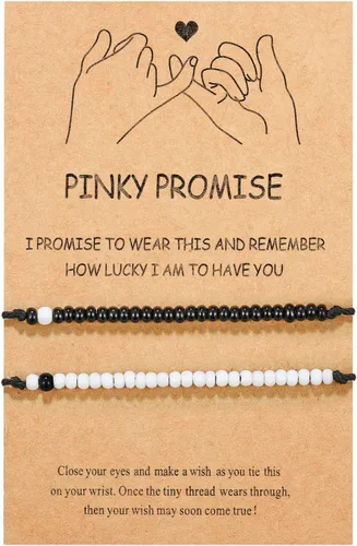 Vista 8 de UNGENT THEM Pinky Promise - Pulsera a juego para parejas, alma gemela, hombre, relación a distancia, regalos para mujeres, hombres, él, ella