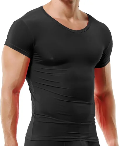 Vista 10 de DTODWW Men's Undershirts Soft V Neck Short Sleeves T-Shirts Classic Tees for Men Slim Fit Sweat Shirts Solid Color Tops