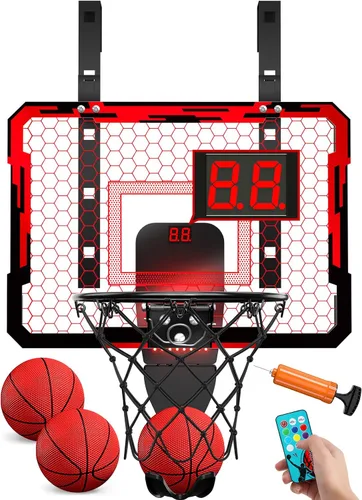 Vista 13 de QDRAGON Mini Basketball Hoop, Over The Door Indoor, with 3 Balls/Inflator/Breakaway Rim, Basketball Toy Gifts for Kids and Adults, Suit for