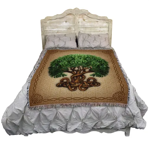 Vista 2 de Pure Country Weavers Brigid Ashwood - Manta de árbol de la vida celta – Manta de regalo tejida de algodón – Fabricado en los Estados Unidos