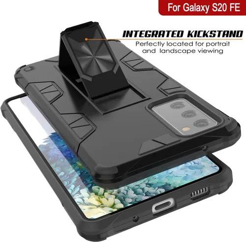 Vista 2 de Punkcase Funda para Galaxy S20 FE [Serie ArmorShield] Funda protectora de doble capa de estilo militar con soporte de agarre de anillo de metal