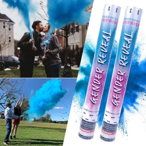 Vista 2 de Gender Reveal Surprise – Paquete de cañón de polvo azul para revelación de género – Cañón de polvo azul fácil de usar para fiestas de revelación