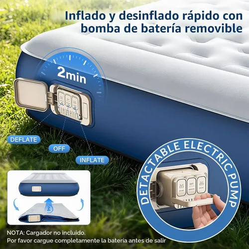 Vista 4 de KASIMO Colchones de aire gemelos para acampar con bomba de batería