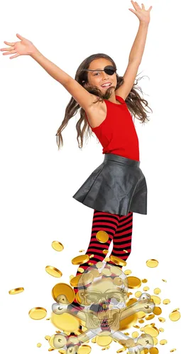 Vista 2 de Skeleteen Calcetines negros y rojos, por encima de la rodilla, a rayas, muslo alto, accesorios para disfraz, medias para hombres, mujeres y niños