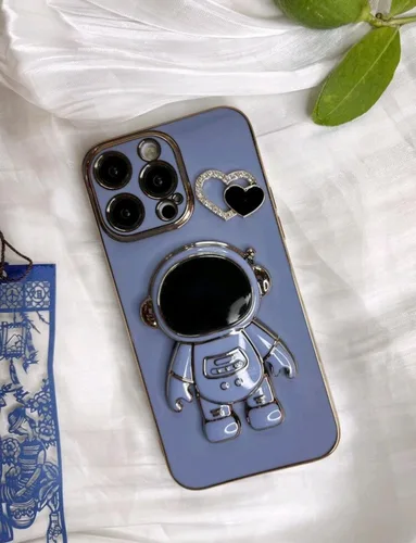 Vista 5 de Funda de silicona para Samsung Galaxy S21 con diseño Unico de astronauta que sirve de soporte. Azul