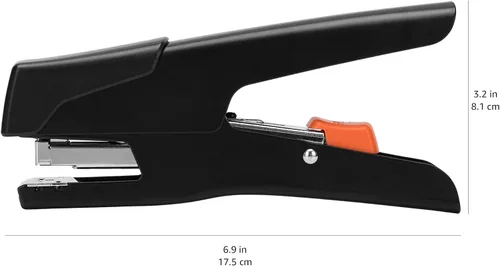 Vista 4 de Amazon Basics - Engrapadora manual de alicates sin esfuerzo, capacidad para 25 hojas, grapadora resistente, negra