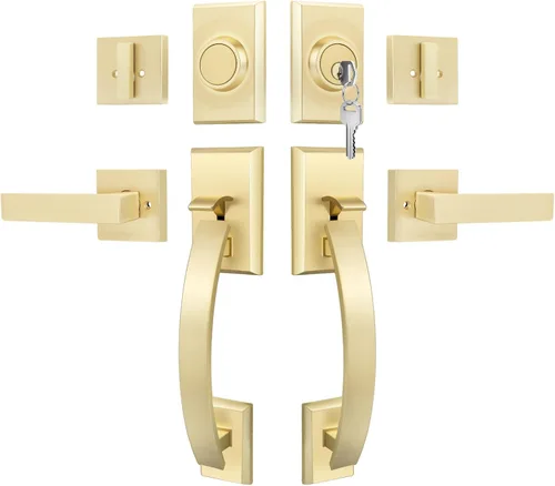Vista 8 de Haidms - Manija dorada para puerta delantera, manija de puerta exterior Dorado