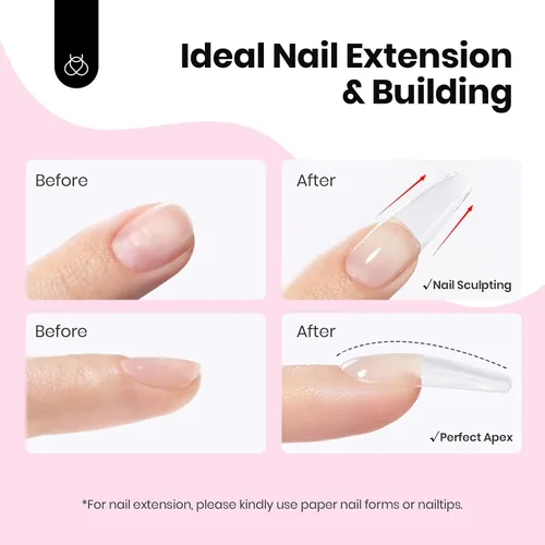 Vista 31 de Beetles Kit de Gel Duro para Uñas Clásico Neutro 3 Colores 9 en 1 Extensión de Uñas Esculpido de Alta Dureza para Profesionales de Salón Gel