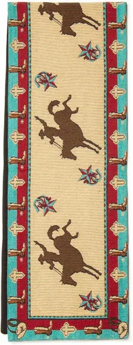 Vista 9 de Kinara Camino de mesa de caballos corriendo - Diseño nativo americano del suroeste - Patrón hermoso y único - Tejido fino de 12.25 x 72 pulgadas.
