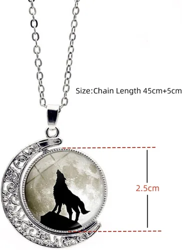Vista 2 de IPMIDZHI Collar con colgante de lobo luminoso para mujer, lobo aullando y luna, regalos de joyería para mujeres, niñas, mamá, cumpleaños, Navidad