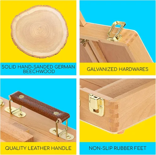 Vista 3 de MEEDEN Caballete de mesa para bocetos de arte: caballetes de mesa de madera de haya maciza para pintar lienzo, caballete de escritorio ajustable
