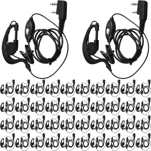 Vista 8 de 10 pares de auriculares para walkie talkie con micrófono de 2 pines, micrófono de auricular para radio bidireccional, auricular de un solo cable