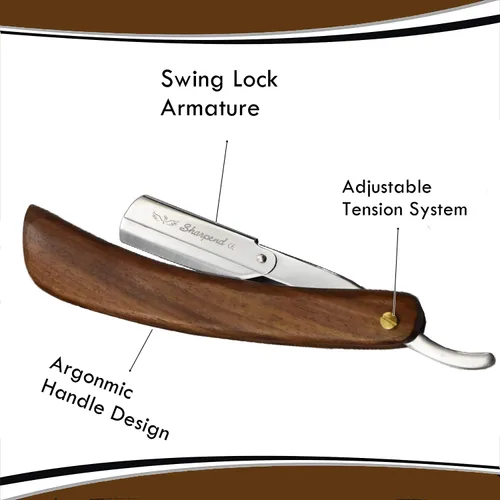 Vista 3 de Sharpend Maquinilla de afeitar recta profesional para hombres Hecho a mano de acero inoxidable Kit de maquinilla de afeitar recta Maquinilla
