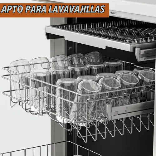 Vista 5 de 12 vasos de vidrio con tapas y pajitas de bambú, vaso de vidrio de 16 onzas, taza de café helado, vasos con forma de lata para café, té, batido