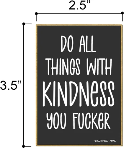 Vista 2 de Honey Dew Gifts, Do All Things with Kindness You Fucker, 2.5 x 3.5 pulgadas, decoraciones de casillero, imanes de refrigerador, imanes decorativos