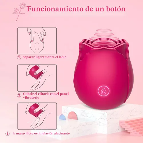 Vista 3 de Juguetes de rosa vibrador clitoral para mujeres, estimulador sexual Vlatne con 7 modos de golpeteo alucinante, cosquilleo del pezón y del clítoris