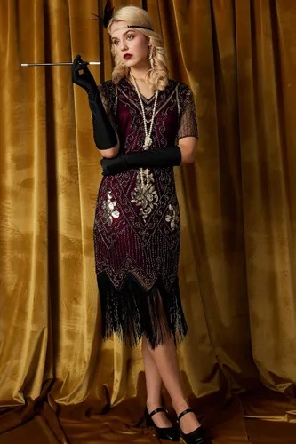 Vista 2 de Gionforsy Conjunto de accesorios para disfraz de Gatsby con lentejuelas de los años 20