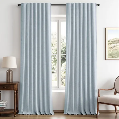 Vista 77 de MIULEE Cortinas de lino 100% opacas para dormitorio, marfil sólido, decoración de lujo, aislamiento térmico, cortinas oscurecedoras para sala