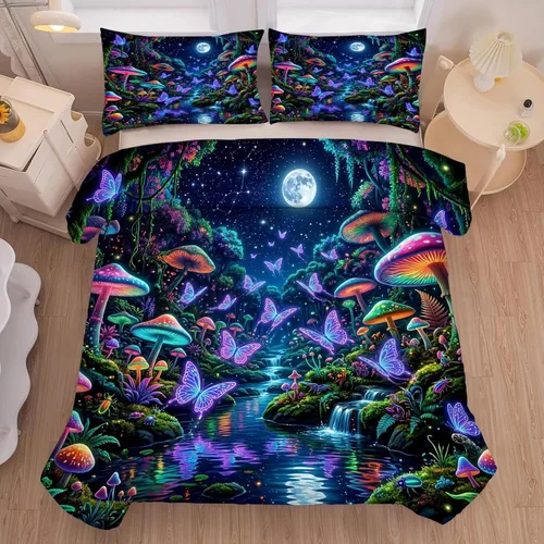 Vista 31 de kxry Lindo juego de edredón de niña negra, juegos de ropa de cama individual de niña afroamericana para niños, bonito edredón de nubes estrelladas