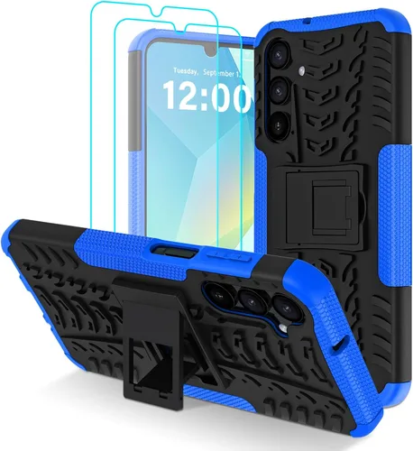 Vista 17 de para Samsung Galaxy A15 5G Funda con protector de pantalla de 2 paquetes, grado militar a prueba de golpes, cubierta acolchada resistente con Negro