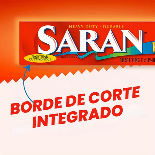Vista 8 de Saran - Envoltura de plástico premium, almacenamiento de alimentos, fácil dispensación, rollo de 100 pies cuadrados