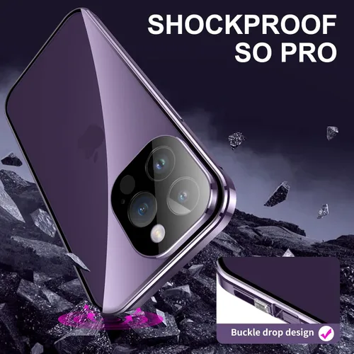 Vista 3 de Funda antiespía para iPhone 14 Pro Max, cubierta de vidrio templado de privacidad frontal y trasera de 360 grados, pantalla antiespía, absorción