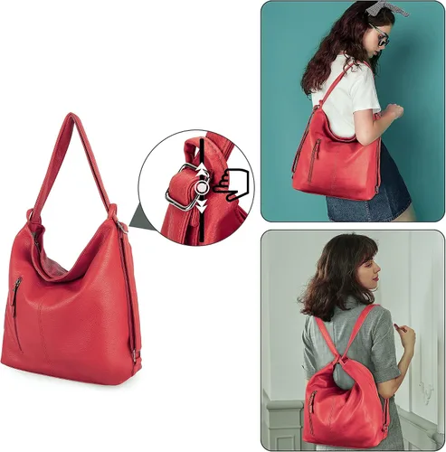 Vista 2 de Bolso para mujer, mochila convertible y bolsos, rojo (204-US-205#Red)