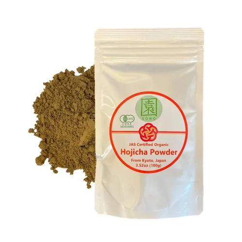Vista 9 de SONO Genmaicha orgánico con matcha, mezcla de té verde sencha, arroz tostado y Uji Matcha Kyoto Origen Japón 3.52oz/100g