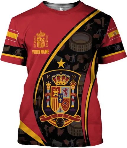 Vista 2 de Camisa personalizada de España, camiseta de recuerdo de España con bandera española, camisas de España, camiseta de bandera española, camiseta