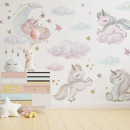 Vista 12 de Lipastick - Calcomanías de pared con temática de planetas y espacio para niños y niñas, calcomanías de vinilo para dormitorio de niños y niñas