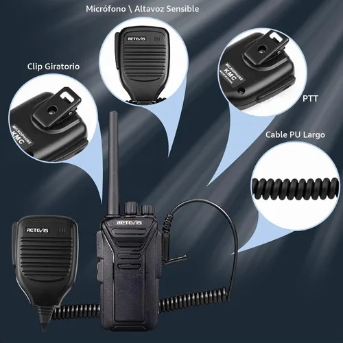 Vista 4 de Retevis Walkie Talkies RT27, radio bidireccional con micrófono de altavoz de hombro, radios de 2 vías de largo alcance, base de carga USB, alarma