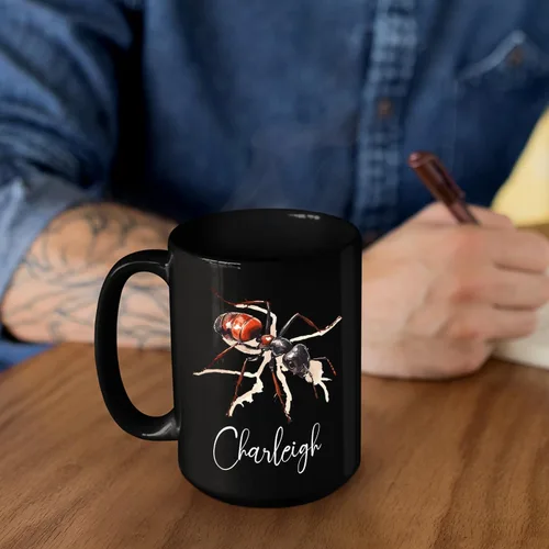 Vista 6 de Taza de café con nombre personalizado, regalo para amigo, compañero de trabajo, cumpleaños, taza de cerámica negra personalizada para amantes