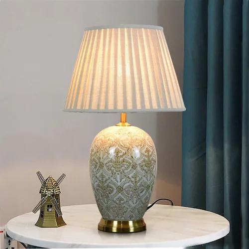 Vista 9 de Lamp for Desk Retro Ceramic Table Lamp Villa Living Room Large Side Table Corner Lamp Study Bedroom Bedside Lamp Desk Lamps for Home Office(Push