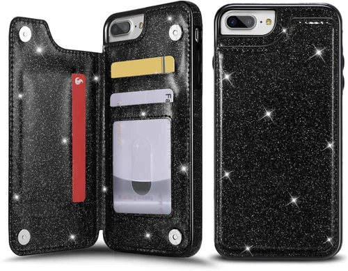 Vista 18 de Funda de piel tipo cartera para iPhone con (dos cierres magnéticos), (ranuras para tarjetas) función atril