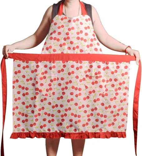 Vista 3 de Love Potato Delantales para mujeres y niñas, tamaño grande, delantal de cocina ajustable con 2 bolsillos y lazos extralargos, 34 x 36 pulgadas
