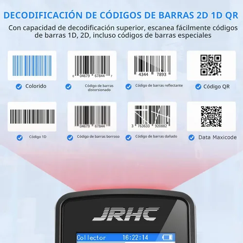 Vista 3 de Escáner de código de barras 1D 2D inalámbrico, escáner de inventario portátil JRHC y colector de datos PDT dispositivo de inventario PDT con lector
