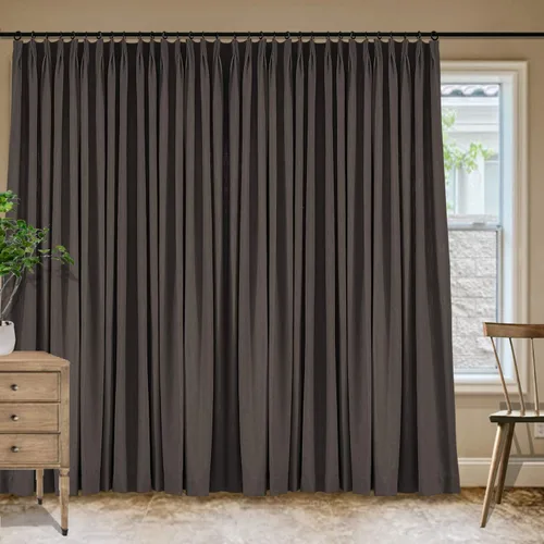 Vista 8 de Frelement Cortinas plisadas de lino de algodón de 100 pulgadas de ancho y 102 pulgadas de largo, cortinas con reducción de ruido para sala