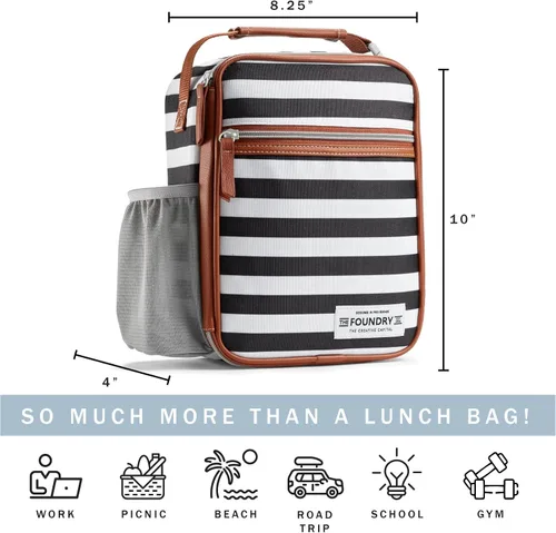 Vista 4 de Fit & Fresh Thayer - Bolsa de almuerzo aislada con 2 recipientes de alimentos, lonchera reutilizable, mini bolsa enfriadora, perfecta