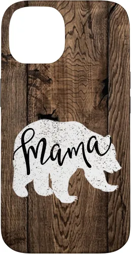 Vista 4 de Woodgrain Rustic Farmhouse Shiplap Brown Wooden Mama Bear Case for iPhone 17