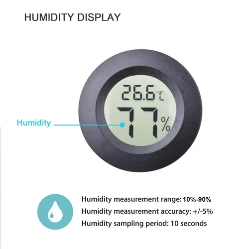 Vista 4 de 2 unids mini higrómetro termómetro interior exterior redondo medidor de humedad medidor de temperatura sensor de humedad Fahrenheit conmutable
